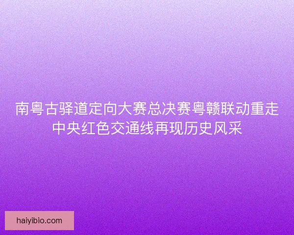 南粤古驿道定向大赛总决赛粤赣联动重走中央红色交通线再现历史风采
